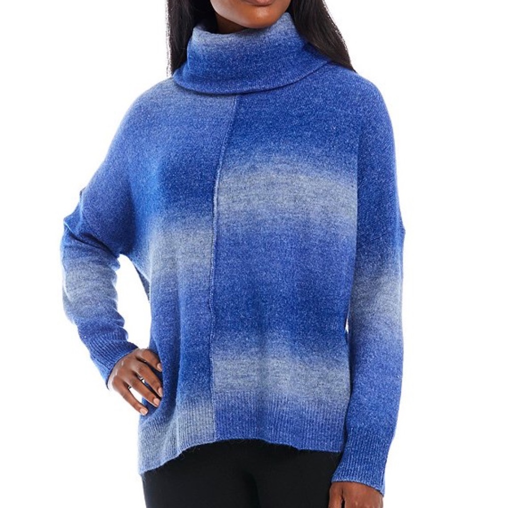Calvin Klein Ombre Stripe Cowl Neck Long Sleeve Sweater